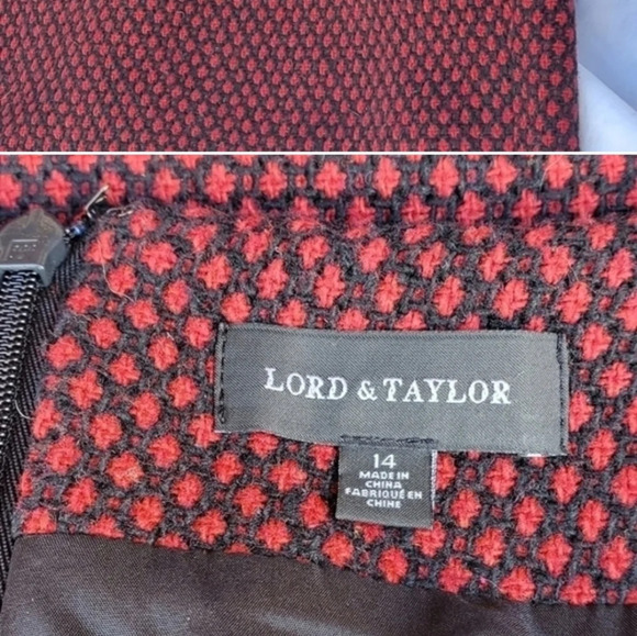 Red  wool blend textured slit skirt 14 - Picture 7 of 10